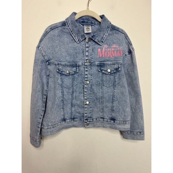 Disney Princess Girls Large Jean Jacket The Little Mermaid Ariel Denim Button Up - Picture 3 of 11